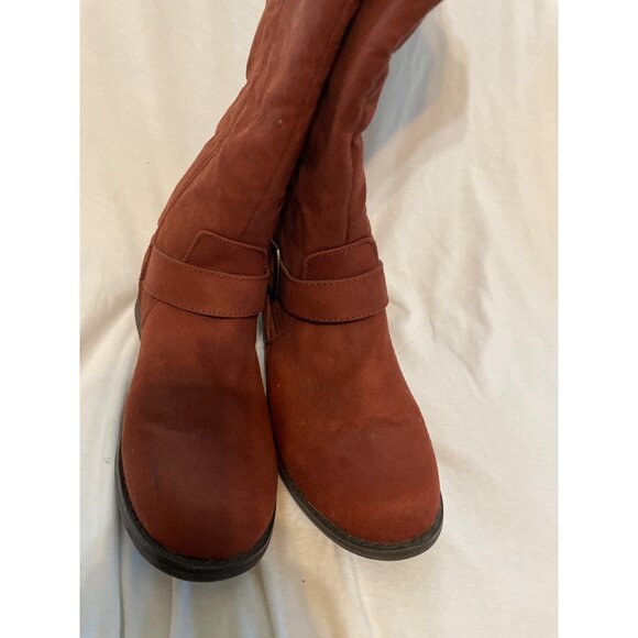 Brown Knee-High Boots Size 8 Pull On Zobia Womens Almond Toe - Picture 7 of 7